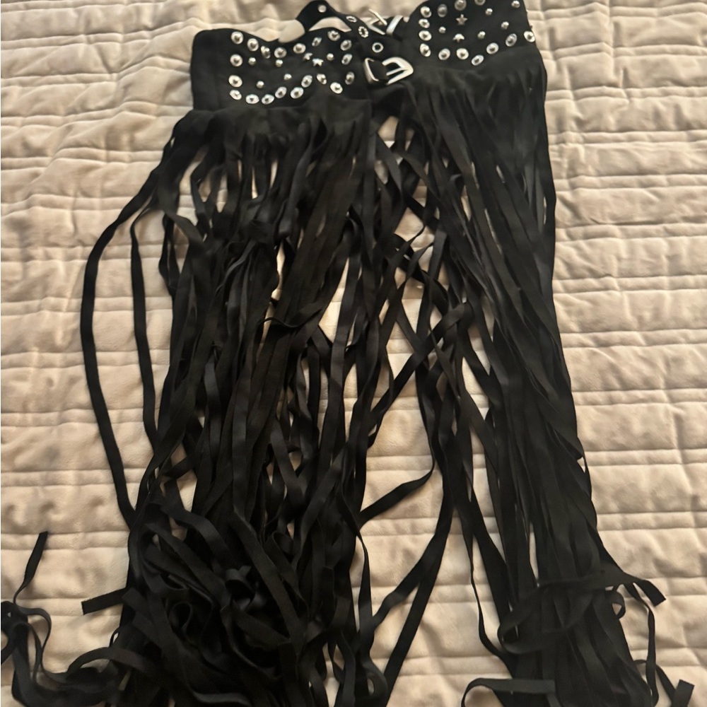 Black Fringe Skirt with Silver Accents